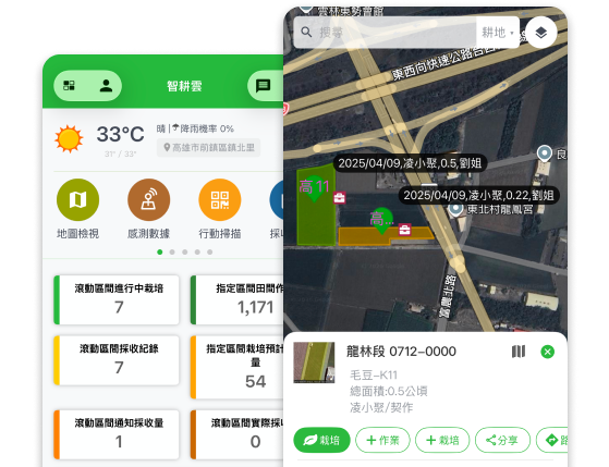 智耕雲 App 作業紀錄畫面
